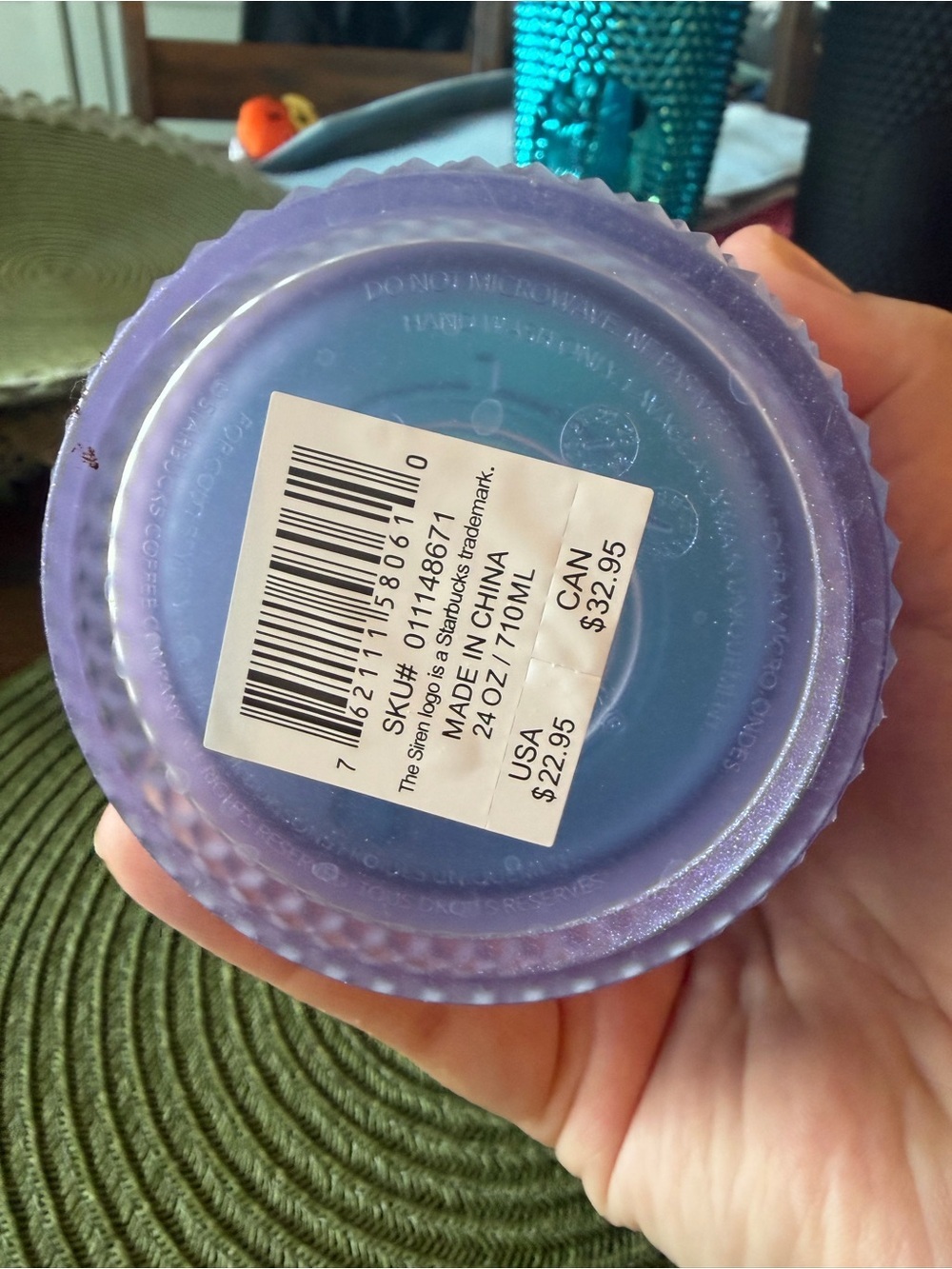 Starbucks Purple and Teal Reusable Tumbler Lid - Picture 3 of 5